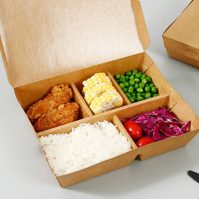 3 4 бенто Tableware 5 отсеков коробка для завтрака Kraft 3MM Biodegradable устранимого бумажная