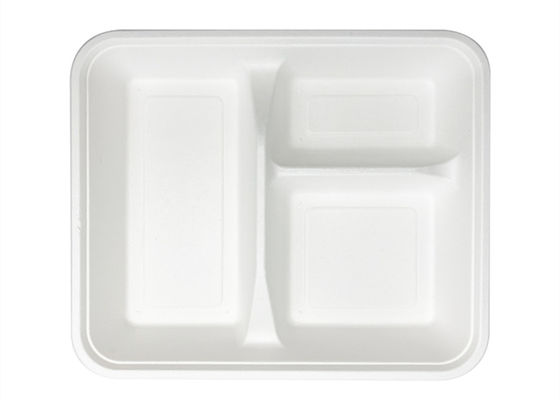 Tableware багассы школы устранимый Biodegradable 6 5 поднос обеда 3 отсеков