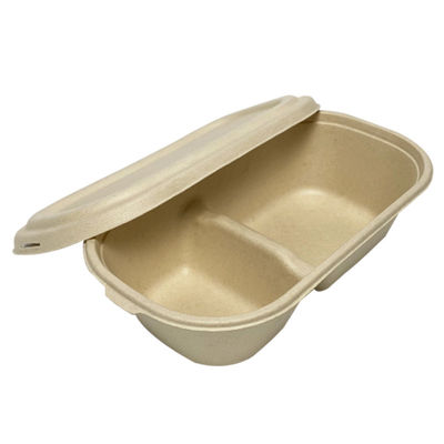 Tableware багассы 850ml 1000ml контейнер микроволны Biodegradable жиронепроницаемый с крышкой