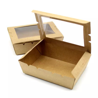 Коробка упаковки еды Tableware салата 337gsm Biodegradable устранимая с окном