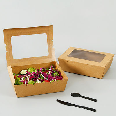Коробка упаковки еды Tableware салата 337gsm Biodegradable устранимая с окном