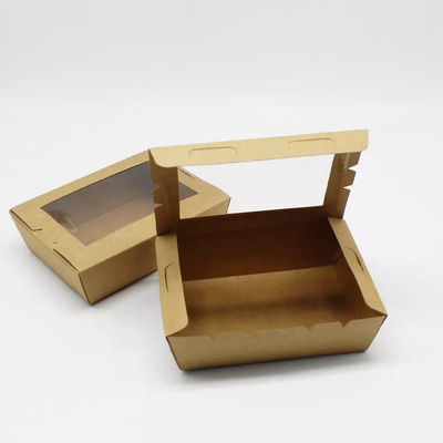 Коробка упаковки еды Tableware салата 337gsm Biodegradable устранимая с окном