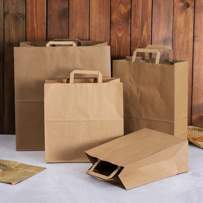 бумажные мешки Брауна Tableware 250gsm 300gsm Biodegradable устранимые с ручками