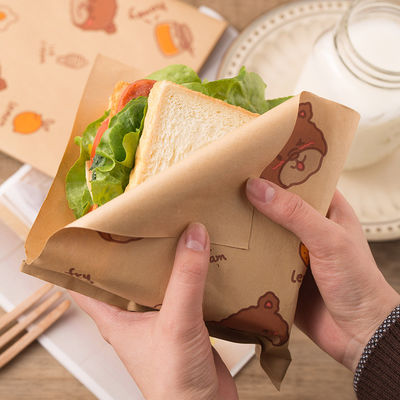 сэндвич бумаги сумки 45gsm 13x13cm жиронепроницаемый двойной открытый кладет карман в мешки обруча бургера