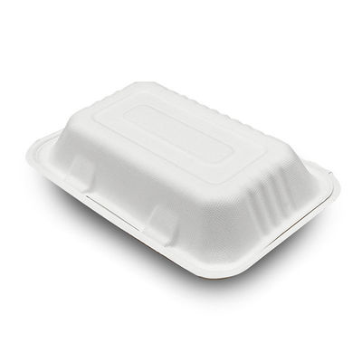 Пищевой контейнер багассы сахарного тростника 7 x 5in Biodegradable прикрепленный на петлях пульпой принимает вне коробку для завтрака