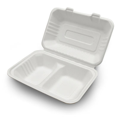 Пищевой контейнер багассы сахарного тростника 7 x 5in Biodegradable прикрепленный на петлях пульпой принимает вне коробку для завтрака