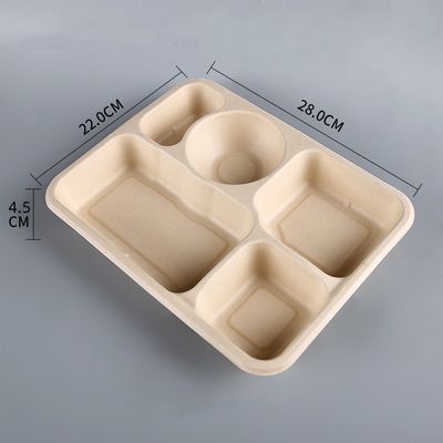 Устранимые прямоугольные Biodegradable подносы багассы сахарного тростника принимают отсутствующие подносы с крышками