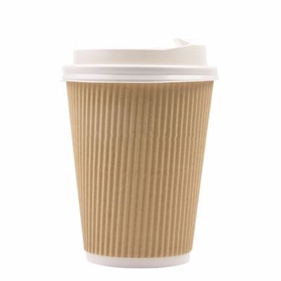 Стена Tripple бумажных стаканчиков пульсации PLA Recyclable 12oz Kraft 90MM PS для кофе