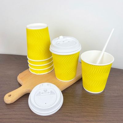 бумажные стаканчики 4oz 120ml 8oz 250ml устранимые желтеют кофейные чашки со стеной пульсации крышки