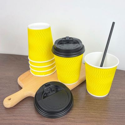 бумажные стаканчики 4oz 120ml 8oz 250ml устранимые желтеют кофейные чашки со стеной пульсации крышки